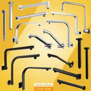 Chrome/Black/Brushed Gold Brass Shower Arm Extension Wall Gooseneck Ceiling Dropper For Rainfall Head