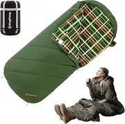 KingCamp Sleeping Bags, Extra Wide Flannel Sleeping Bag for Adults, Lightweight, Portable, Big and Tall Wearable Sleeping Bag for Camping Backpacking Perfect for Cold and Warm Weather Outdoor Black
