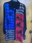 Calessa Career Top Blouse Long Tunic Button Front Plus 2X Red Black Blue Embroid