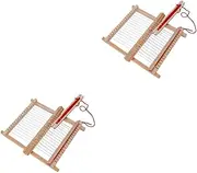STOBOK 2pcs Stuffed Toys Wooden Toys Weaving Loom for Kids Wooden Weaving Tool Potholder Loom Kit Kids Looms for Weaving Suite Tapestry Blanket to Weave Bamboo Child Khaki
