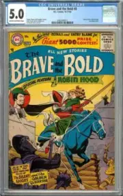 BRAVE AND THE BOLD #8 CGC 5.0 CR/OW PAGES // ROBIN HOOD APPEARANCE 1956