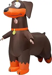 HOMEMOOD Sausage Dog Dachshund Inflatable Costume Adult, Full Body Blow Up Costume for Halloween Easter Carnival Christmas Drag Party