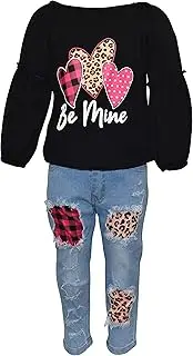 [Unique Baby] Girls Be Mine Ripped Jeans Valentines Day Outfit