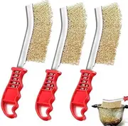 WEZCHUGHAOL 3 Grill Brush, Brass, Wire Brush, Brass, Small Wire Brushes with Bristles Made of Stainless Steel Brass and Nylon, for Cleaning Welding Slag and Rust and Grill Residues