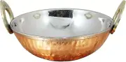 Stainless Steel Hammered Copper Serveware Karahi Pan Bowls for Indian Food