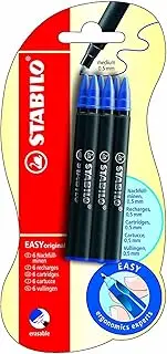 Pack of 6 Stabilo Easy Original Refill Ink Cartridges Blue Medium