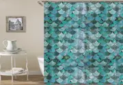 Turquoise Teal Mermaid Skin Shower Curtain