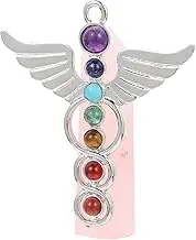 MUELODSIC Delicate Crystal Angel Wing Hexagonal Column Pendant Elegant Desktop Decoration for Home Office Tiered Tray Semi Precious Stone Ornament