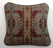 16"x16" Wool & Fudge Leather SW Pattern Pillow made w/Pendleton® Fabric