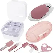 JOINPAYA Baby Nail Care Kit 7-Piece Set Nail Clipper File Scissor Tweezer Perfect for Newborn Infant Toddler Pink