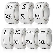 AIMALL 3500X Clothing Size Label Stickers 7 Rolls 1 Inch Sizes Per Roll XS S M L XL 2XL 3XL, Self-Adhesive Clothing Labels, 3cm x 5.5cm