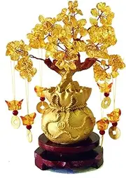 Picmoo Feng Shui Citrine/Citrine Money Tree and Citrine Tree, Faucet Crystal Tree/Chinese Dragon Fortune Crystal Tree/Gift Tree (Gold)