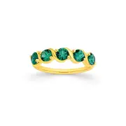 9ct Gold Created Emerald Ring in Green