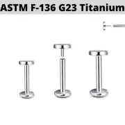 16G IMPLANT TITANIUM THREADLESS THIN FLAT DISC EAR TRAGUS STUD HELIX RING LABRET