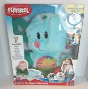 Playskool Fold 'n Go Busy Elephant Travel Tummy Time Activity Plush Mat Blue
