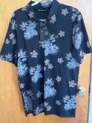 Travis Mathew Golf Polo Shirt Secluded Island Hawaiian Floral pattern $99.99NWT