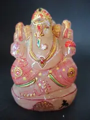 Rose Quartz 318g 9cm Ganesha Ganesh Elephant Crystal Carving Figurine GRQ004