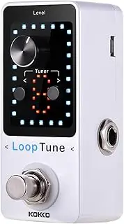 FLP-2T Effects Petal Tuner 9 Loops High Precision Display Guitar Effects Petal with USB Cable for Electric Guitar Bass Guitar White One Size