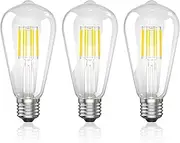 Lamptobe 8W E27 LED Bulb Dimmable,Screw LED Light Bulb Cool White 6000K, E27 Edison Screw Bulb ST64 Vintage Bulb,Decorative Vintage Light Bulb for Home Lighting,Cafe,Bar (Pack of 3)