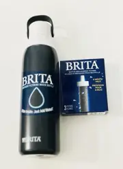 BRITA WATER BOTTLE 20 OZ and BOX of 3 FILTERs.