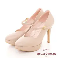 在飛比找momo購物網優惠-【CUMAR】厚底防水台瑪莉珍高跟鞋(奶茶色)