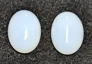 Pair 20x15mm Natural Chalcedony Oval Cabochon AAA+ Milk White Lavender 24.9ctw