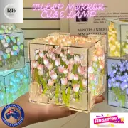 DIY Tulip Mirror Cube Lamp Night Light Gift Bedroom Sleeping Handmade