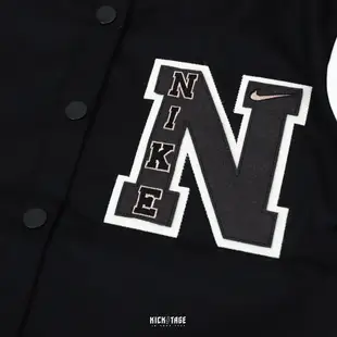 NIKE NSW VARSITY JACKET 黑白 學院風 刺繡布章 美式復古 棒球外套 女款【DZ4631-010】