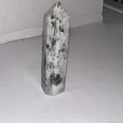 Green Tourmaline in Quartz Crystal Gemstone Natural Tower