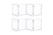 2pc 4 Panel Freestanding Pet Gate Metal Dog Puppy Folding Fence Door Stair White