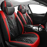 DELPOS Car Seat Covers Universal Full Set Accessories for Vauxhall Zafira A/Zafira B/Zafira B ecoFLEX/Zafira C Tourer/Zafira C Tourer ecoFLEX/Viva Car Accessories, Black Red