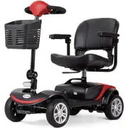 EQUIPMED FreeRoam+ Mid-Sized Foldable Electric Mobility Scooter, Red
