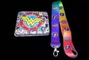 Wonder Woman With Logo Lanyard ID Holder Keychain+ Wallet Wonder Woman