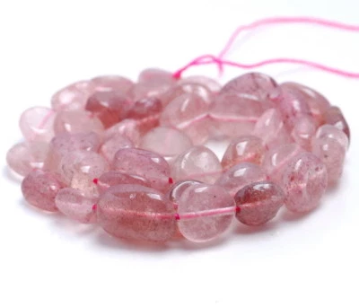 8-9MM STRAWBERRY LEPIDOCROCITE QUARTZ GEMSTONE NUGGET PEBBLE LOOSE BEADS 15.5"