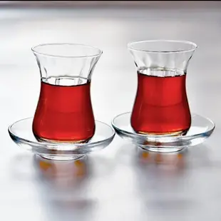進口土耳其紅茶杯小清新咖啡杯歐式茶海透明玻璃杯托盤熱飲茶具