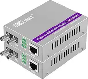 A Pair of Gigabit ST to RJ45 Converter, Multi-Mode Fiber to Ethernet Media Converter (Built-in Module, 850nm, 550m), Plug & Play, 10/100/1000 Base-T Compatible, Auto-Negotiation, Jumbo Frame