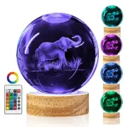 3D Elephant Crystal Ball Night Light Elephant Gifts for Women Upgraded 3.15 I...
