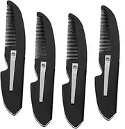 4Pcs Folding Pocket Beard Combs Portable Combs for Men Durable Hair Styling Accessories Compact Design for Home and Travel present for Beard Care