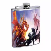 Dragon Fantasy Creature D8 Flask 8oz Stainless Steel Hip Drinking Whiskey