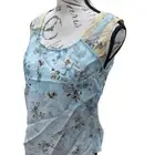 J. Jill NWT Whimsical Sleeveless Light Blue Floral Semi Sheer Blouse Top Small