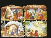 German Embossed Scrap Die Cut - Mary Jesus & Manger Christmas Easter EF7202