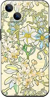 Compatible with iPhone 13 Mini Case Silicone Cover with Screen Protector Art Nouveau Floral Flower (Clematis by Alphonse Mucha)