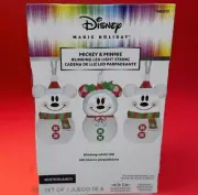 8 Disney Magic Holiday Blinking Mickey & Minnie Mouse Snowman LED String Lights