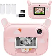 Pink Instant Print Camera for Kids - Digital Camera with Paper Film, Selfie & Video - Ideal Gifts for 3-12 Year Old Children