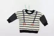 M&Co Boys Blue Cotton Blend Jumper Size 0-3 Months Pullover