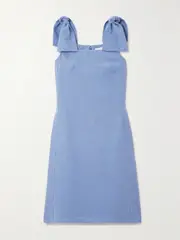[Chloé] Chloé - Bow-embellished Linen-canvas Dress - Blue - FR 34 FR 34 Blue