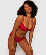 Venice Dentele Plunge Double Push Up Bra - Red