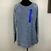 NWT CHAMPION Space Dyed Raglan Crew Neck Pullover Blue Inked Women's Size L