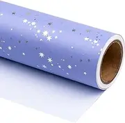 WRAPAHOLIC Wrapping Paper Roll - Mini Roll - 17 Inch x 33 Feet - Stars with Silver Foil Design, Perfect for Wedding, Birthday, Holiday, Baby Shower