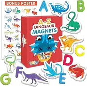 Curious Columbus Dinosaur Magnets – Magnetic ABC Letters for Toddlers – Fun Fridge Magnets for Kids with Alphabet Learning & Preschool Activities